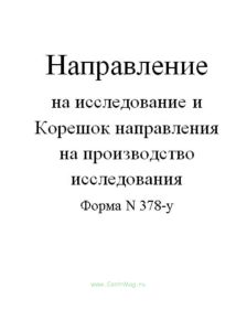 Направление на исследование и Корешок направления на производство исследования (Форма N 378-у)