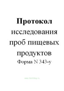 Протокол исследования проб пищевых продуктов (Форма N 343-у)