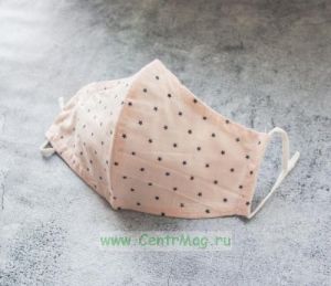 Маска защитная тканевая многоразовая (розовая со звездочками, 23 х 13,5 см)