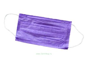 Маска одноразовая нестерильная, трехслойная, с фиксатором для носа (фиолетовая)