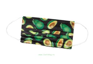 Маска одноразовая нестерильная, трехслойная, с фиксатором для носа (авокадо)