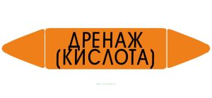 Самоклеющийся маркер «Дренаж (кислота)» (26 х 126 мм, без ламинации) для использования внутри помещений