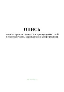Опись личного оружия офицеров и прапорщиков 1 мсб войсковой части, хранящегося в сейфе (ящике)