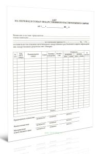 Акт на перевод в товар лекарственного растительного сырья (форма № А-1.6)