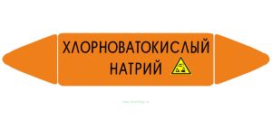Самоклеющийся маркер «Хлорноватокислый натрий, коррозионные вещества» (52 х 252 мм, без ламинации) для использования внутри помещений