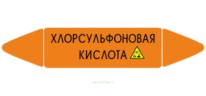 Самоклеющийся маркер «Хлорсульфоновая кислота, коррозионные вещества» (26 х 126 мм, без ламинации) для использования внутри помещений