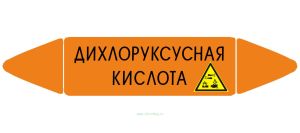 Самоклеющийся маркер «Дихлоруксусная кислота, коррозионные вещества» (26 х 126 мм, без ламинации) для использования внутри помещений