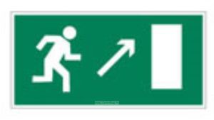 Направление к эвакуационному выходу направо вверх. Знак