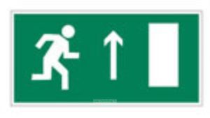 Направление к эвакуационному выходу прямо правосторонний. Знак