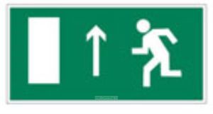 Направление к эвакуационному выходу прямо левосторонний вверх. Знак