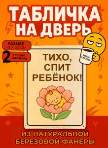 Табличка деревянная, интерьерная Тихо, спит ребенок, №5, (натуральный), 15 х 22 х 0,3 см