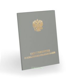 Удостоверение о повышении квалификации, бумвинил, А6, серый, золотое тиснение