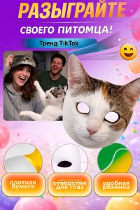 Маска для вечеринки, корпоратива, пранка Кошка Капучинка