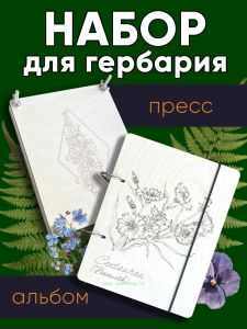Набор для гербария: пресс и альбом для трав, цветов и растений