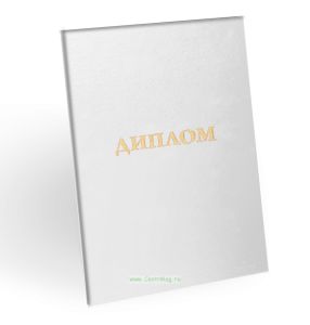 Корочка для диплома об образовании, бумвинил, белый, золотое тиснение
