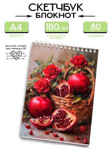 Скетчбук Гранат и роза, А4