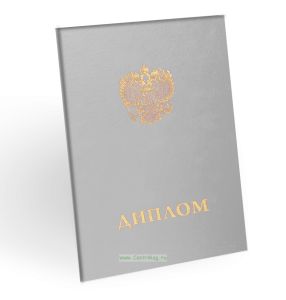 Корочка для диплома об образовании с гербом, бумвинил, серый, золотое тиснение