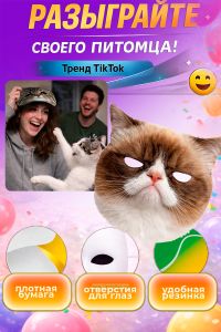 Маска для вечеринки, корпоратива, пранка Недовольный кот