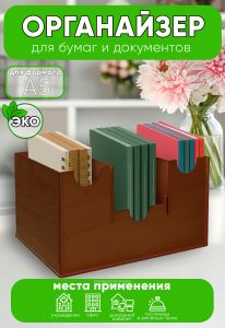 Органайзер для бумаг и документов формата А5 (светлый орех)
