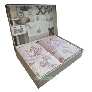 Набор махровых полотенец Rebeka в кейсе, розовый