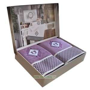 Набор махровых полотенец Rebeka в кейсе, лавандовый