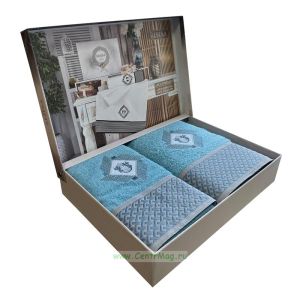 Набор махровых полотенец Rebeka в кейсе, голубой