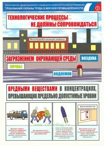 Комплект плакатов Безопасность труда. Мясная промышленность. (3 листа, ламинат). А2 (450x610 мм)