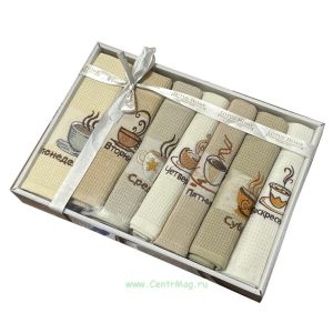 Подарочный набор кухонных полотенец Lotus Home, 7 шт, кофе 4