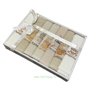 Подарочный набор кухонных полотенец Lotus Home, 7 шт, кофе 2