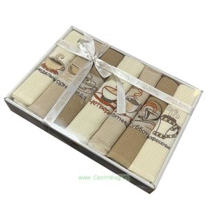 Подарочный набор кухонных полотенец Lotus Home, 7 шт, кофе 1