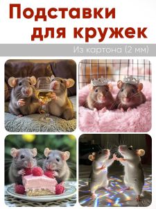 Подставки для кружек Подружки, 4 шт (10 х 10 см), картон