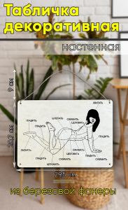 Табличка деревянная, интерьерная Инструкция к женщине (натуральный)