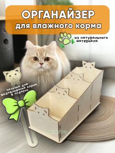 Органайзер для влажного корма (натуральный), 16 х 28 х 12 см, 3 отсека