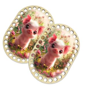 Донышки для вязания, заготовки для рукоделия, дно корзин, 14,8 х 9,8 см, прямоугольник с округлыми краями, хрюша