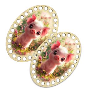 Донышки для вязания, заготовки для рукоделия, дно корзин, 14,8 х 9,8 см, овальные, хрюша