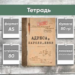 Тетрадь Адреса, пароли, явки. Совершенно секретно, А5