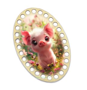 Донышки для вязания, заготовки для рукоделия, дно корзин, 14,8 х 9,8 см, овальные, 8 мм, хрюша