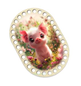 Донышки для вязания, заготовки для рукоделия, дно корзин, 14,8 х 9,8 см, прямоугольник с округлыми краями, 8 мм, хрюша