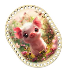 Донышки для вязания, заготовки для рукоделия, дно корзин, 19,8 х 14,8 см, прямоугольник с округлыми краями, 8 мм, хрюша