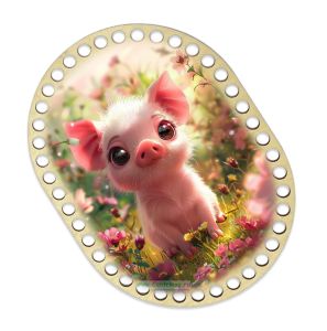 Донышки для вязания, заготовки для рукоделия, дно корзин, 19,8 х 14,8 см, прямоугольник с округлыми краями, 9 мм, хрюша