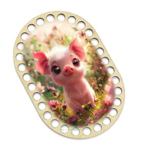 Донышки для вязания, заготовки для рукоделия, дно корзин, 14,8 х 9,8 см, прямоугольник с округлыми краями, 9 мм, хрюша