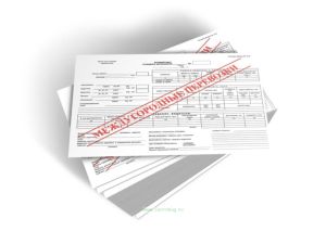 Путевой лист грузового автомобиля (форма 4-М) с красной полосой, двухсторонний лист, Междугородные перевозки