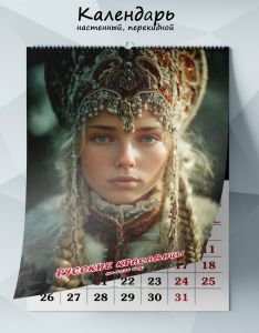 Календарь настенный, перекидной Русские красавицы на 2026 год