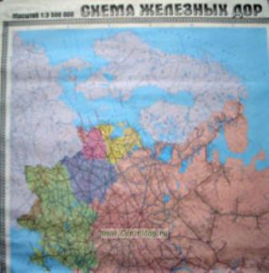 Схема железных дорог России государств-участников СНГ, Латвии, Литвы, Эстонии (на 4 листах, масштаб 1:3,5 млн.)