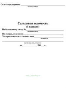 Сальдовая ведомость (I вариант) (сельхозучет. Форма 41)