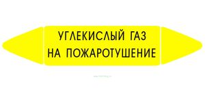 Самоклеящийся маркер Углекислый газ на пожаротушение (74 х 358 мм, с ламинацией) для использования на наружных трубопроводах