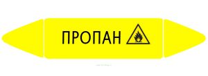 Самоклеящийся маркер Пропан, легковоспламеняющиеся вещества (74 х 358 мм, без ламинации) для использования внутри помещений