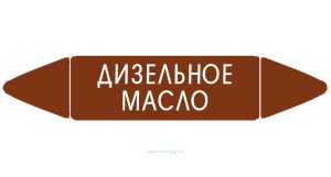 Самоклеящийся маркер Дизельное масло (52 х 252 мм, с ламинацией) для использования на наружных трубопроводах