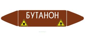 Самоклеящийся маркер Бутанон, легковоспламеняющиеся, вредные и аллергические (74 х 358 мм, с ламинацией) для использования на наружных трубопроводах