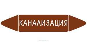Самоклеящийся маркер Канализация (52 х 252 мм, без ламинации) для использования внутри помещений
